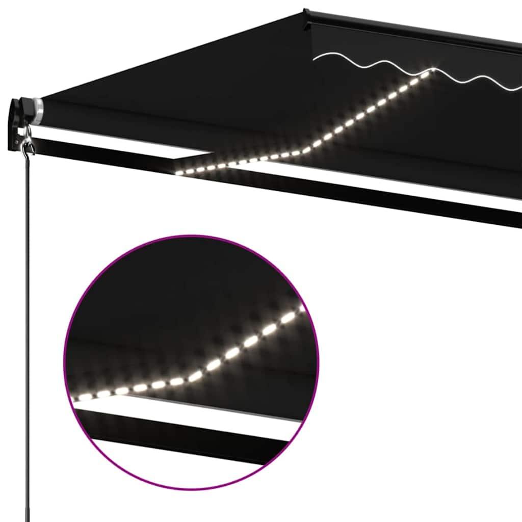 Toldo manual retráctil con LED amarillo y blanco 450x350 cm