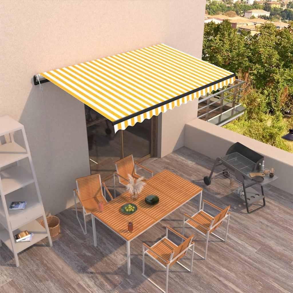 Toldo retráctil automático gris antracita y blanco 500x350 cm