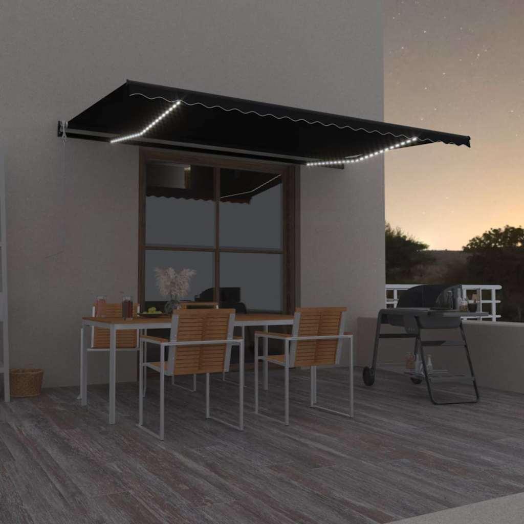 Toldo retráctil Gris claro y blanco. 400 x 350 cm Poliéster