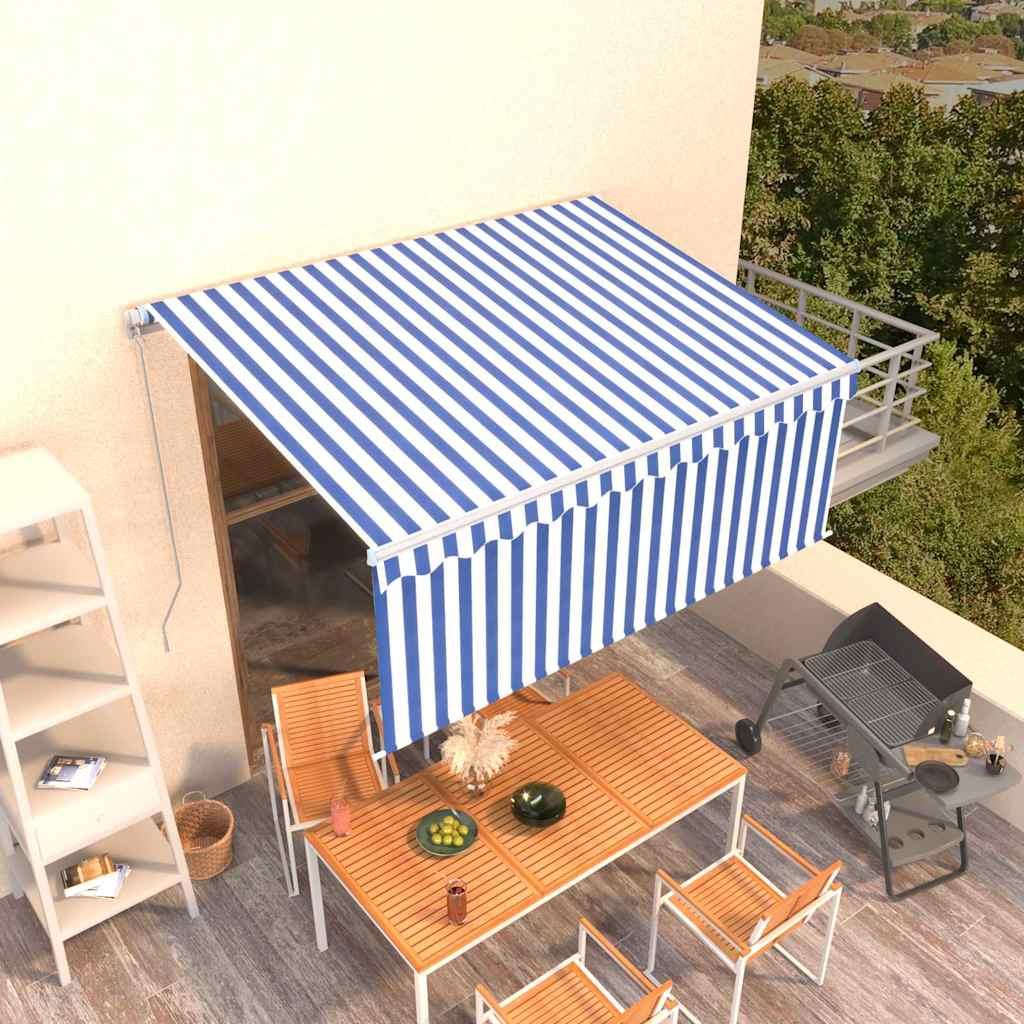 Toldo retráctil manual con persiana amarillo y blanco 3,5x2,5 m