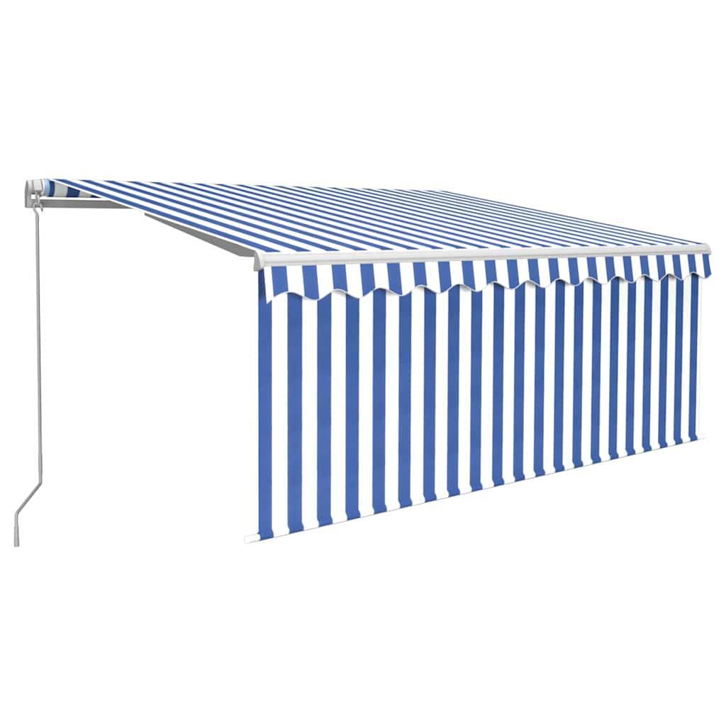 Toldo retráctil manual con persiana amarillo y blanco 3,5x2,5 m