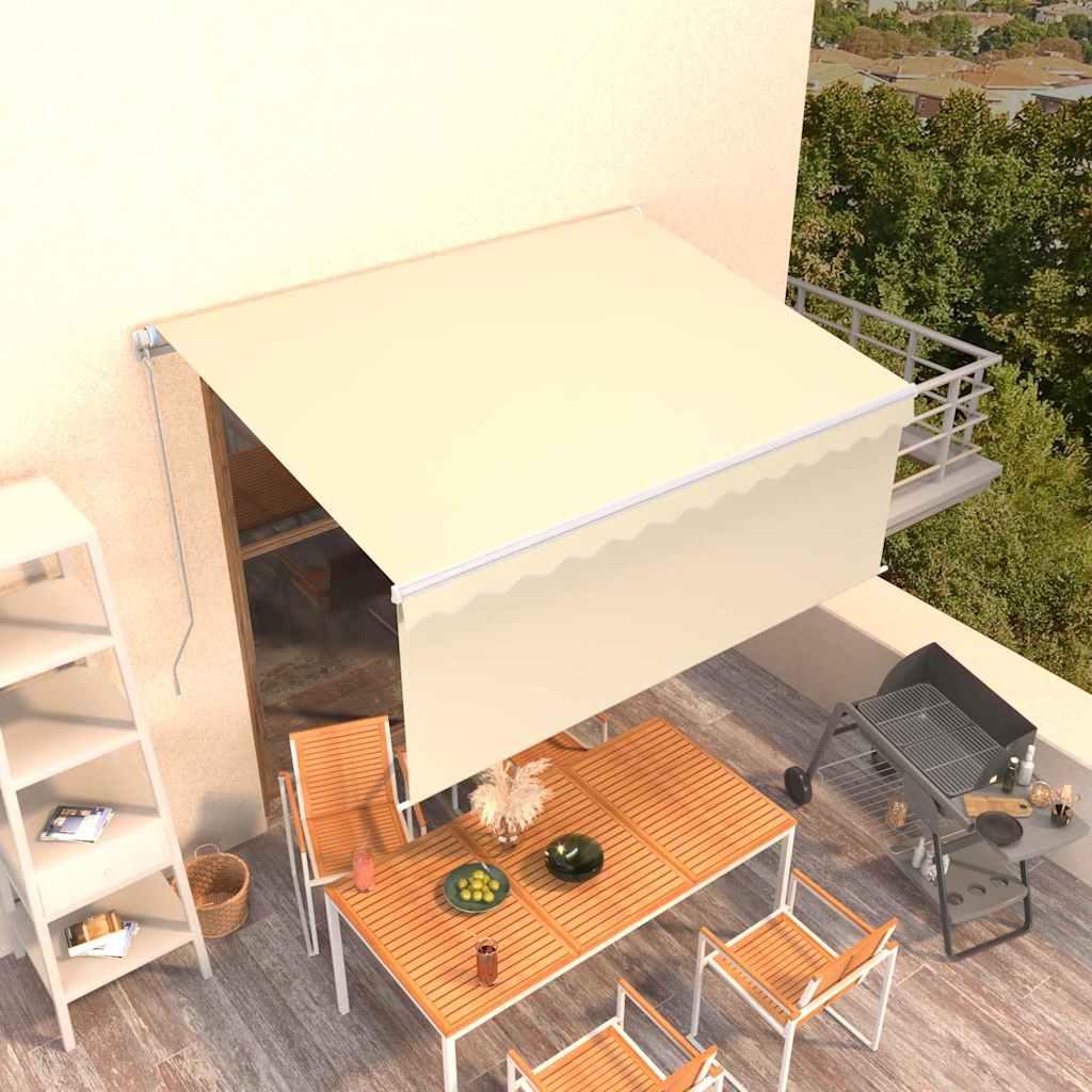 Toldo retráctil manual con persiana amarillo y blanco 3,5x2,5 m