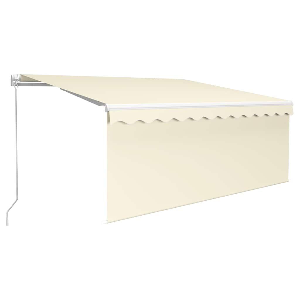 Toldo retráctil manual con persiana amarillo y blanco 3,5x2,5 m