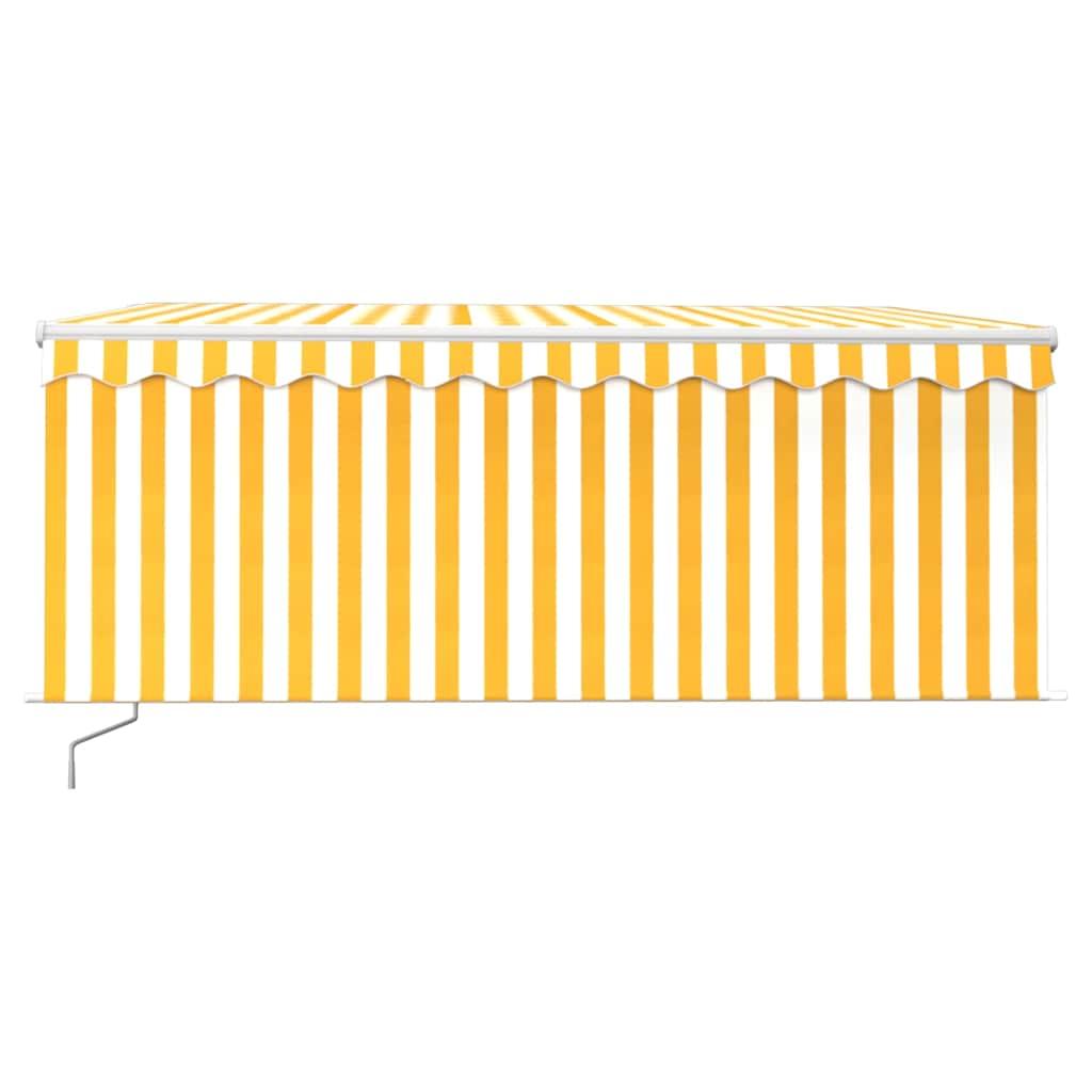 Toldo retráctil manual con persiana amarillo y blanco 3,5x2,5 m