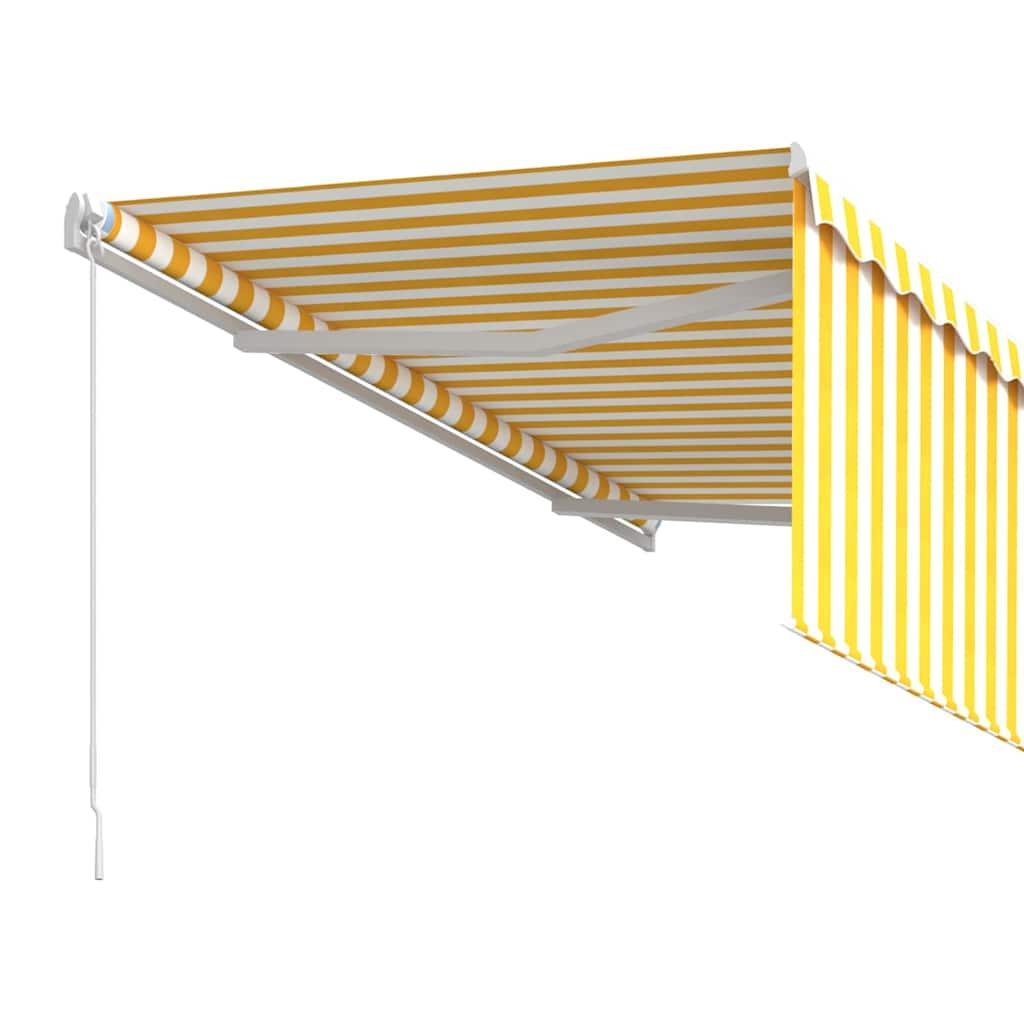 Toldo retráctil manual con persiana amarillo y blanco 3,5x2,5 m