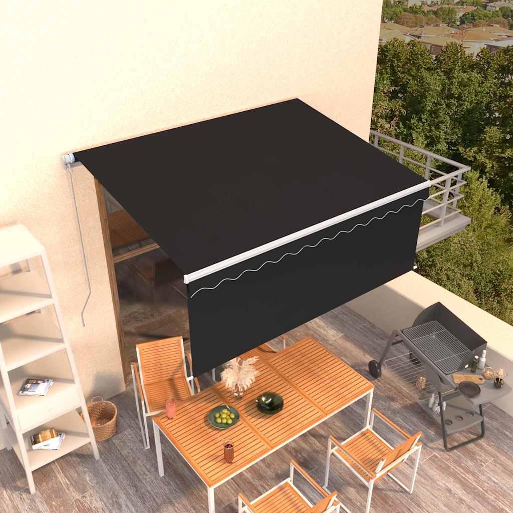 Toldo retráctil manual con persiana amarillo y blanco 3,5x2,5 m