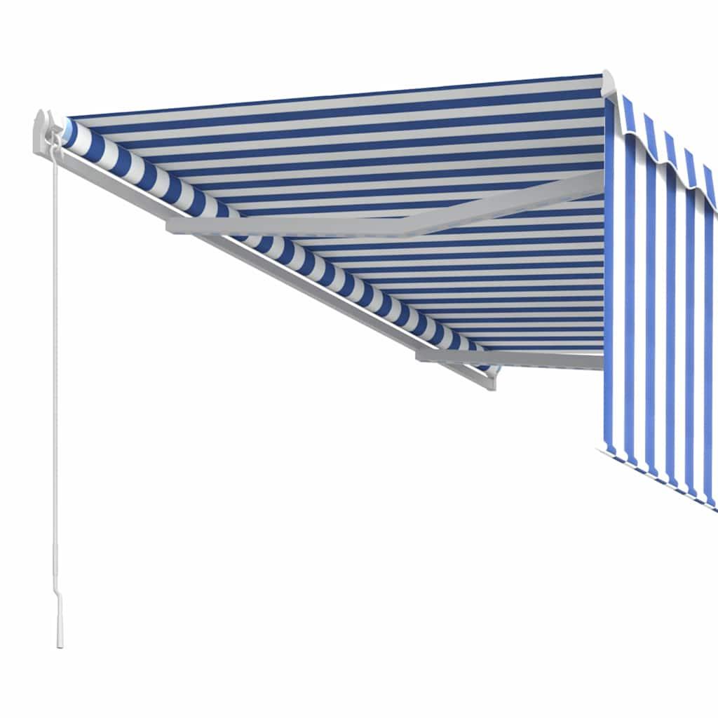 Toldo retráctil manual con persiana amarillo y blanco 3,5x2,5 m