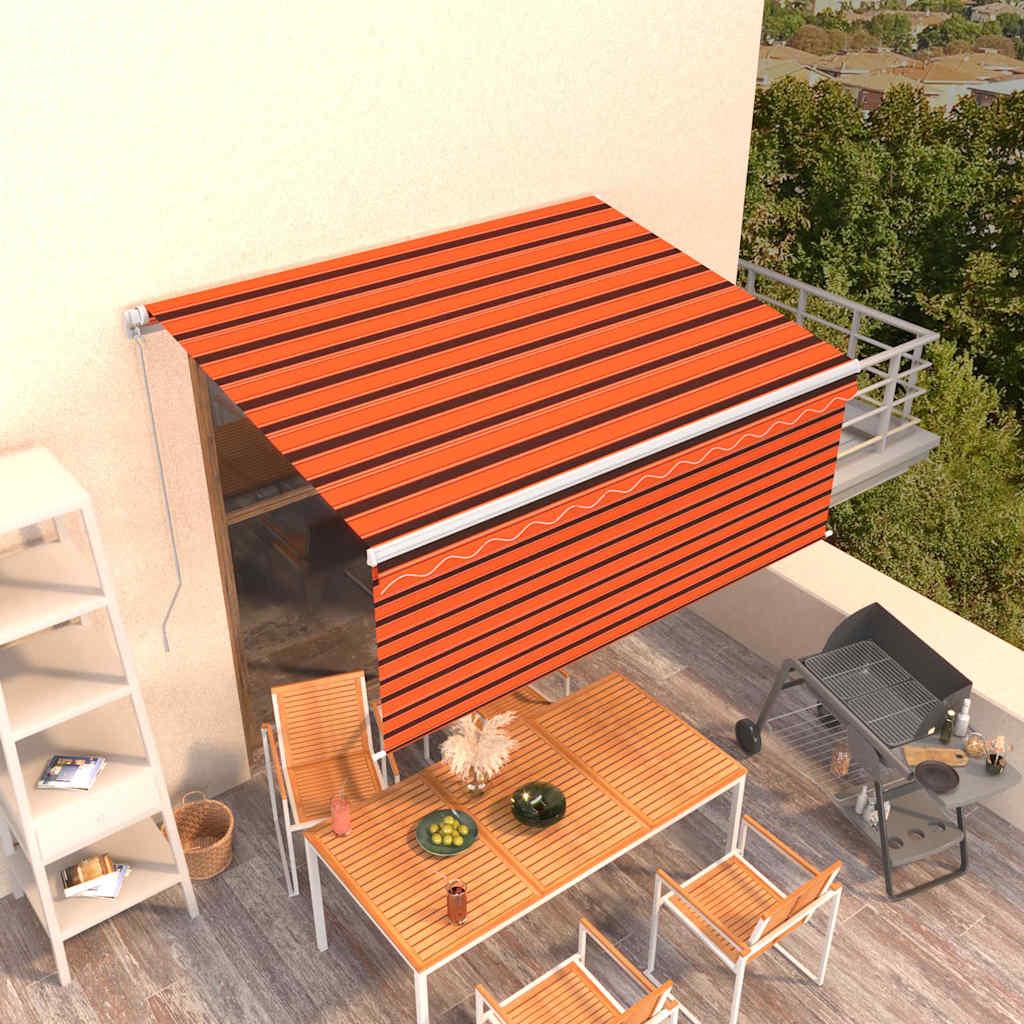 Toldo retráctil manual con persiana amarillo y blanco 3,5x2,5 m