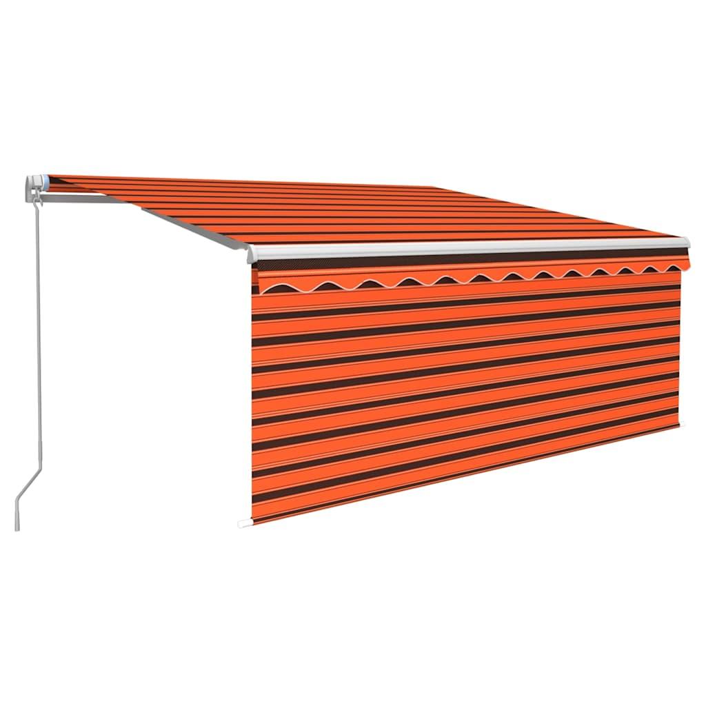 Toldo retráctil manual con persiana amarillo y blanco 3,5x2,5 m