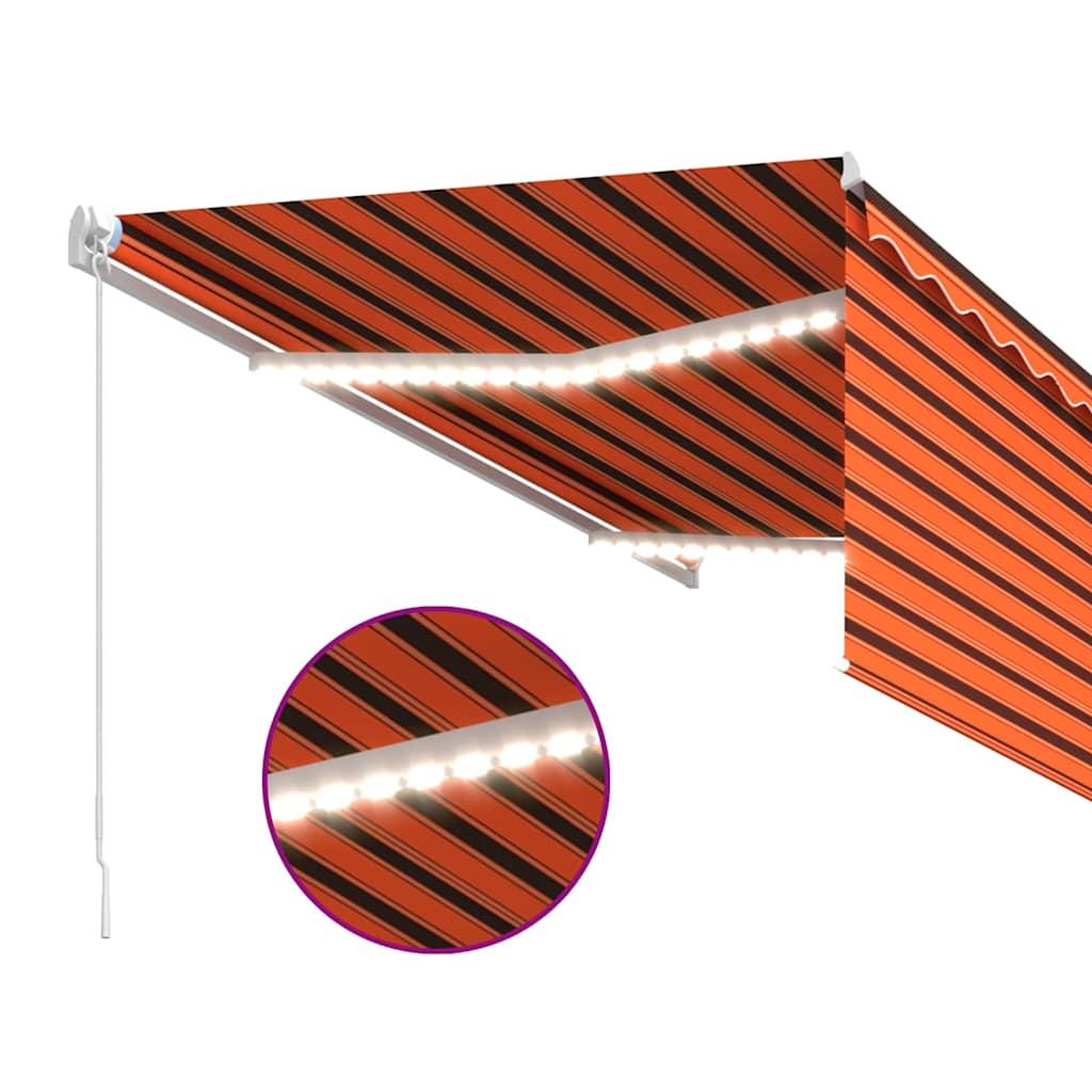 Toldo retráctil manual con persiana amarillo y blanco 3,5x2,5 m