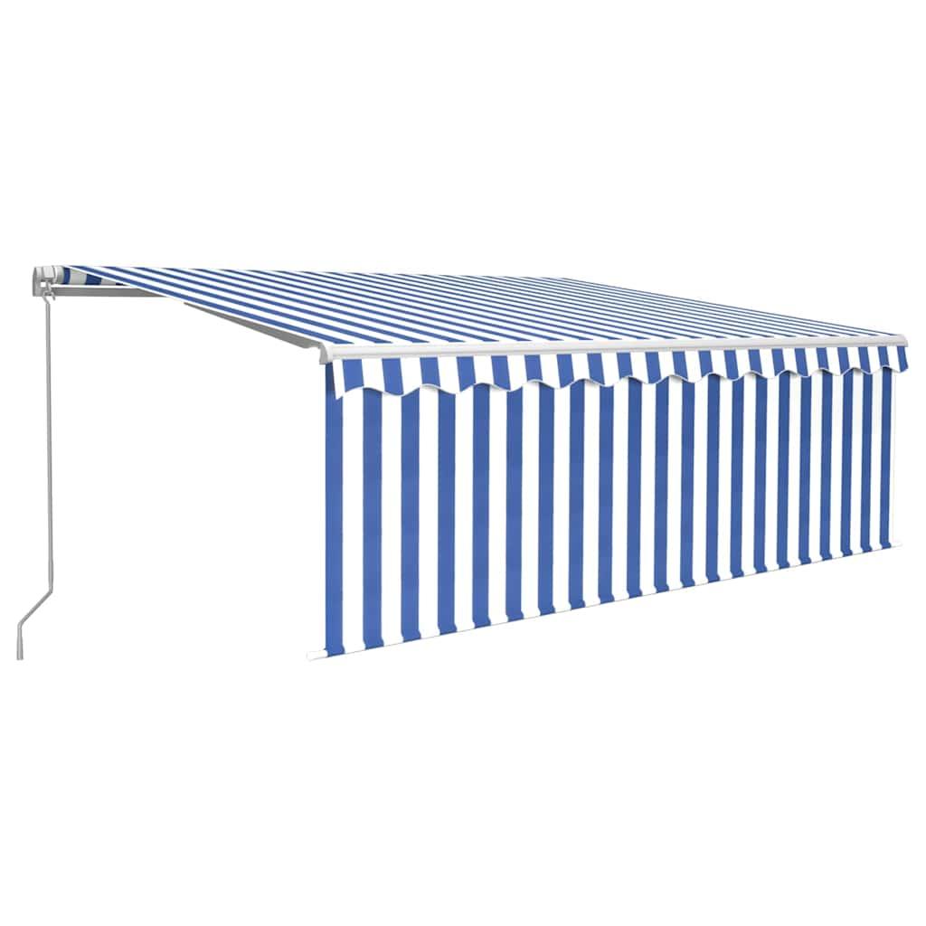 Toldo retráctil manual con persiana amarillo y blanco 3,5x2,5 m