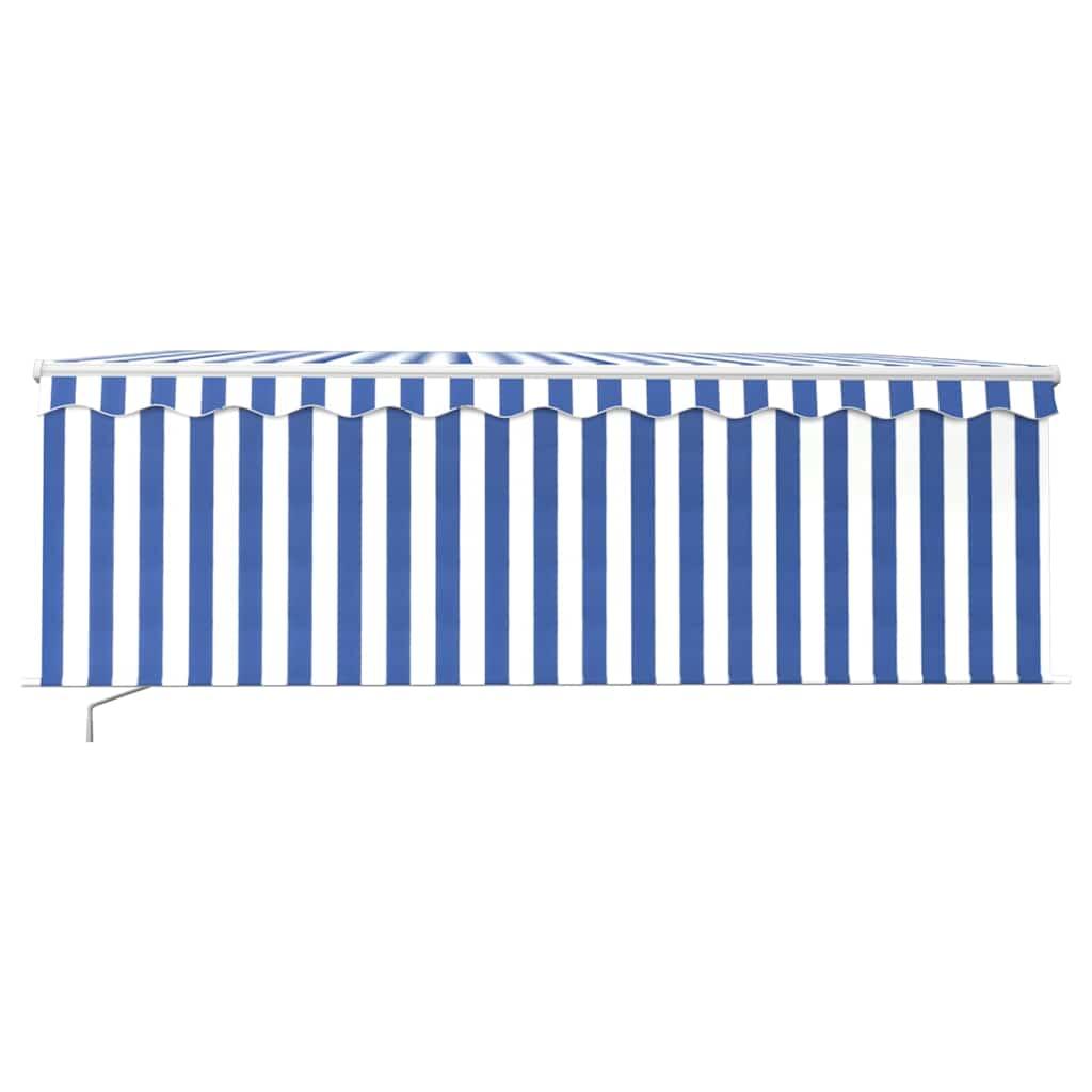 Toldo retráctil manual con persiana amarillo y blanco 3,5x2,5 m