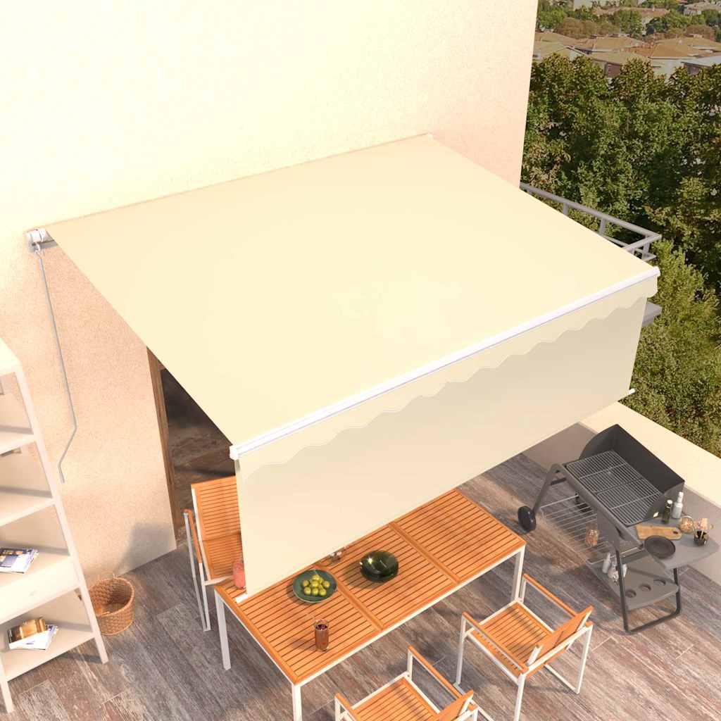 Toldo retráctil manual con persiana amarillo y blanco 3,5x2,5 m