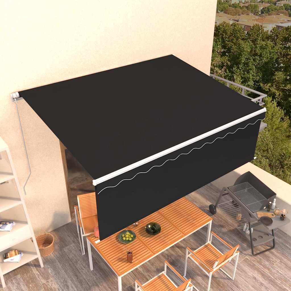 Toldo retráctil manual con persiana amarillo y blanco 3,5x2,5 m