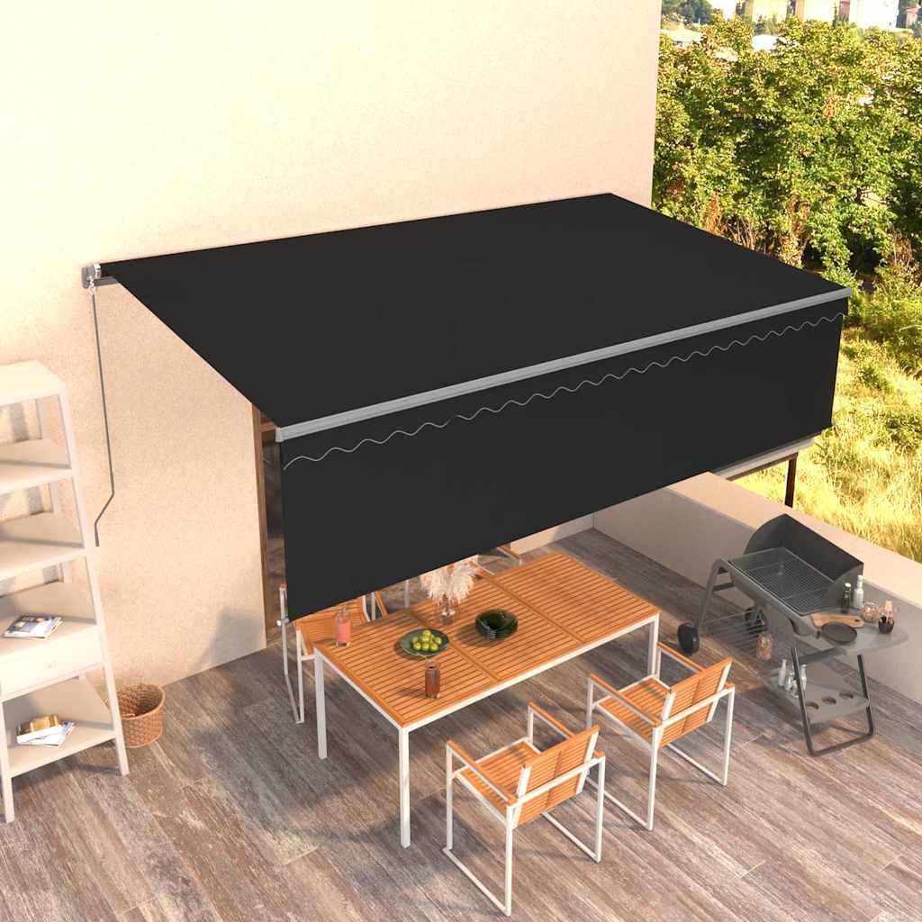 Toldo retráctil manual con persiana amarillo y blanco 3,5x2,5 m