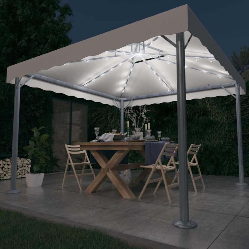 Cenador con tira de luces LED aluminio antracita 300x300 cm