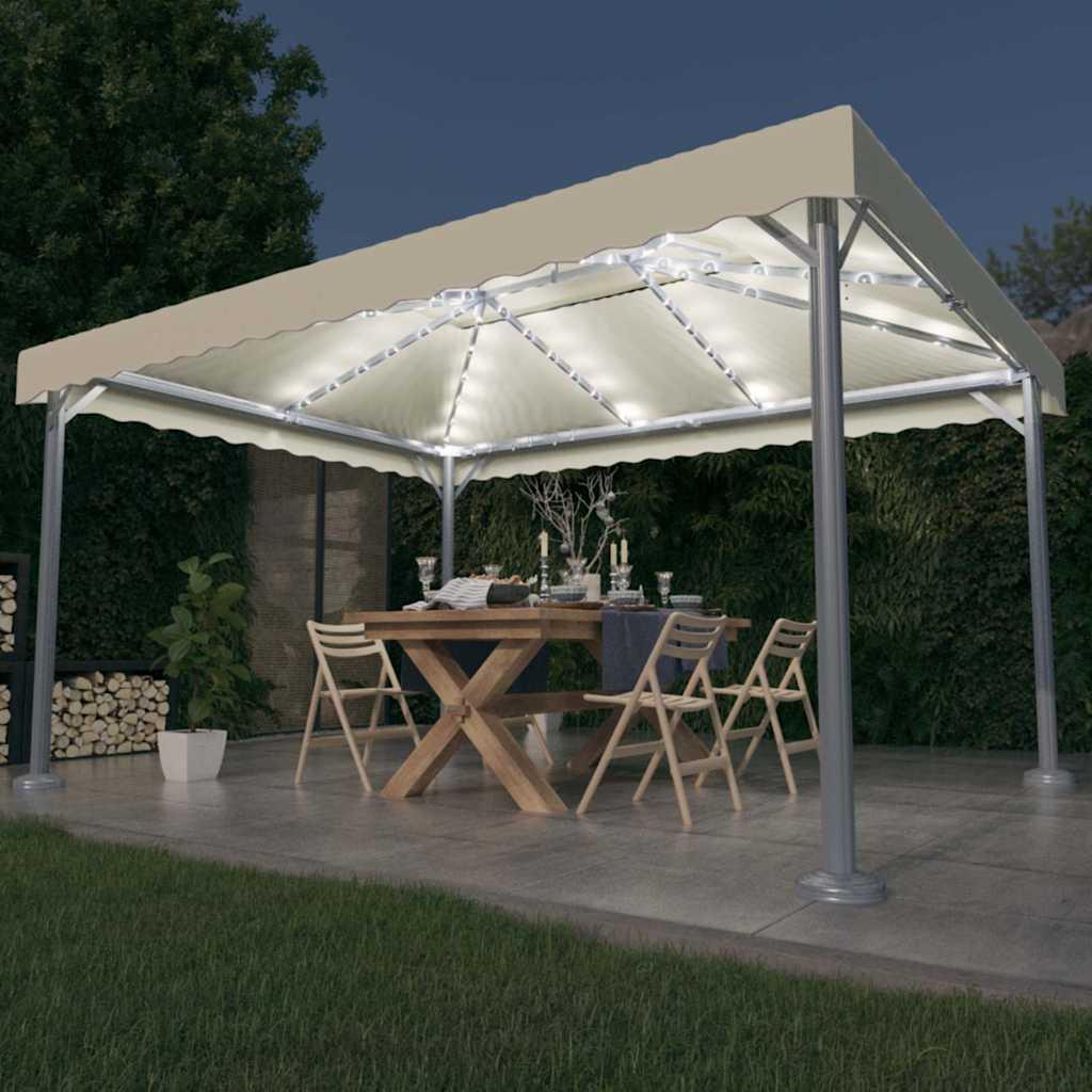 Cenador con tira de luces LED aluminio antracita 300x300 cm