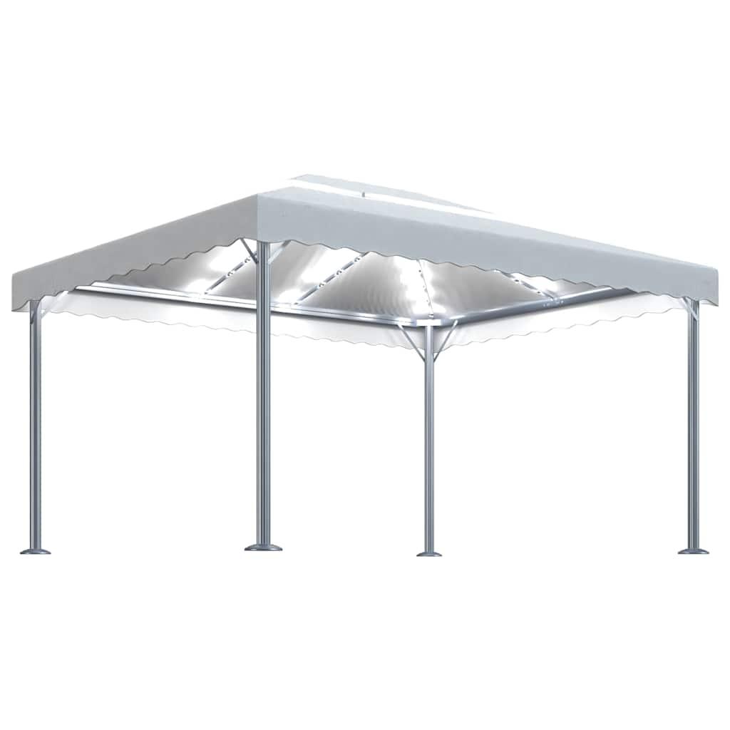 Cenador con tira de luces LED aluminio antracita 300x300 cm