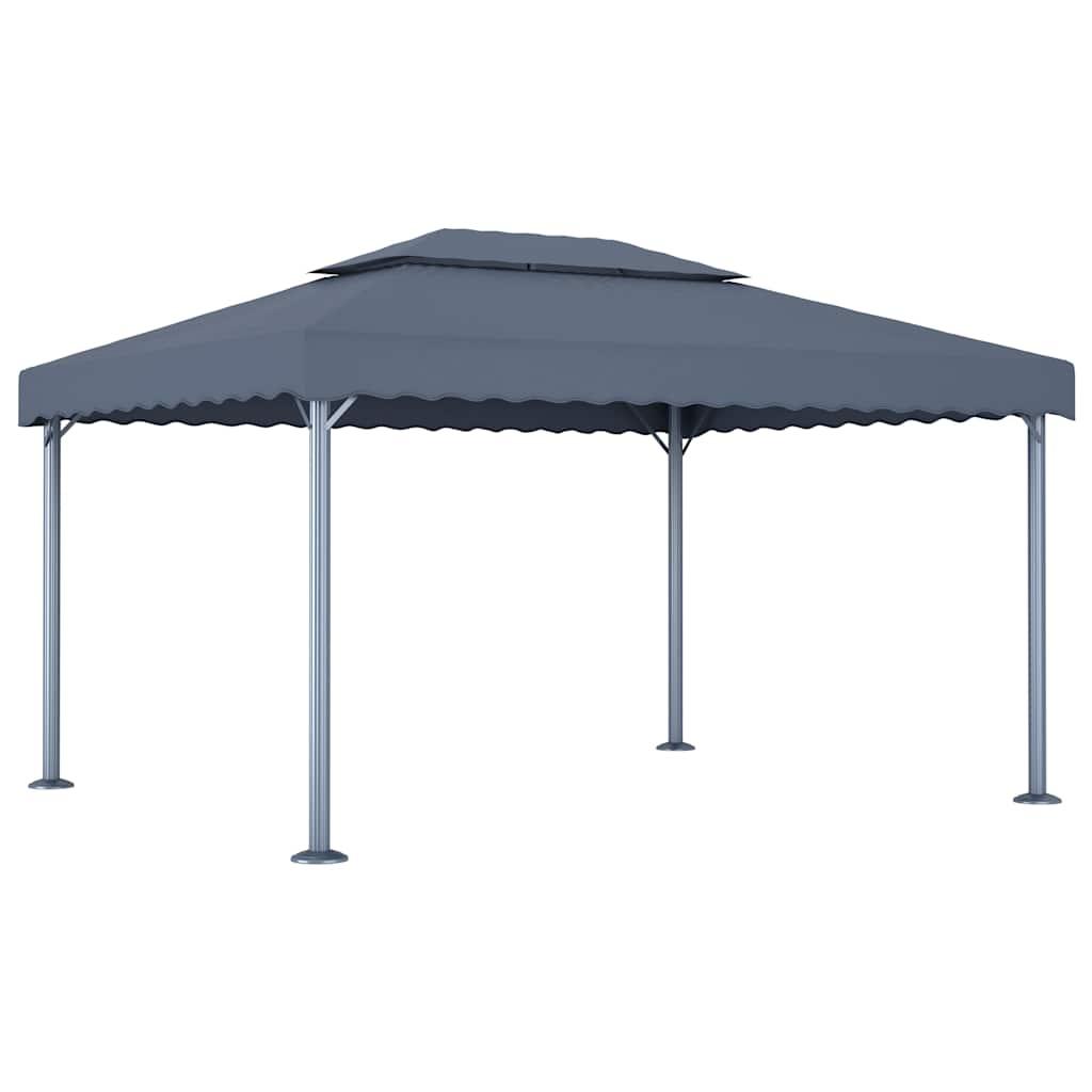 Cenador con tira de luces LED aluminio antracita 300x300 cm