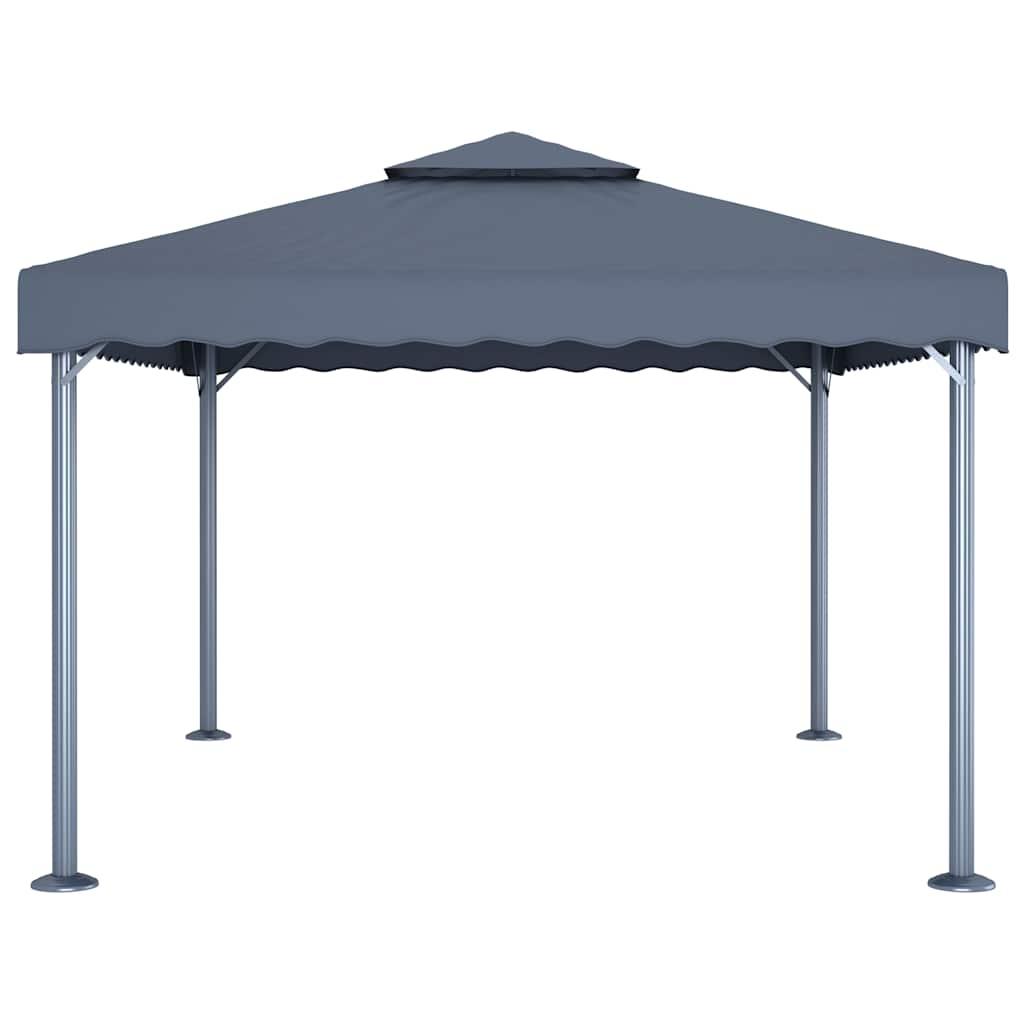Cenador con tira de luces LED aluminio antracita 300x300 cm