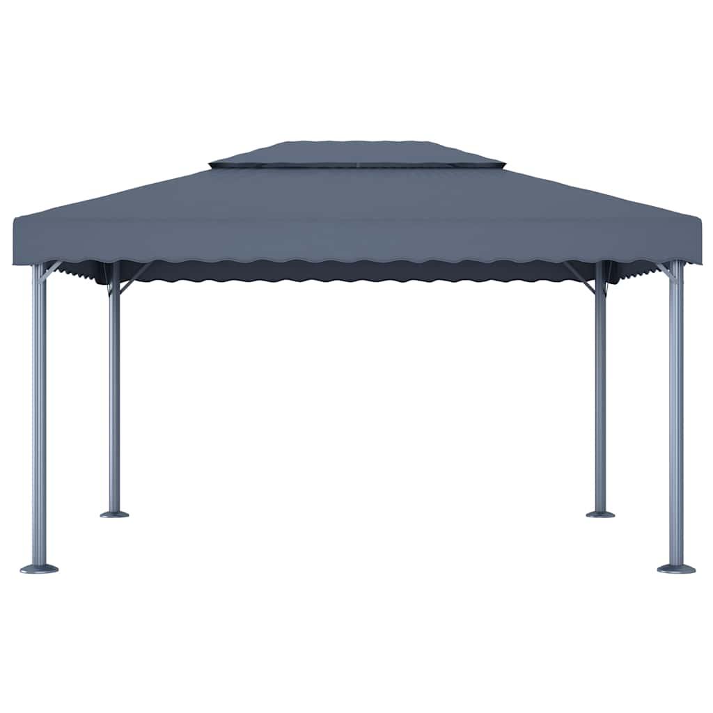 Cenador con tira de luces LED aluminio antracita 300x300 cm