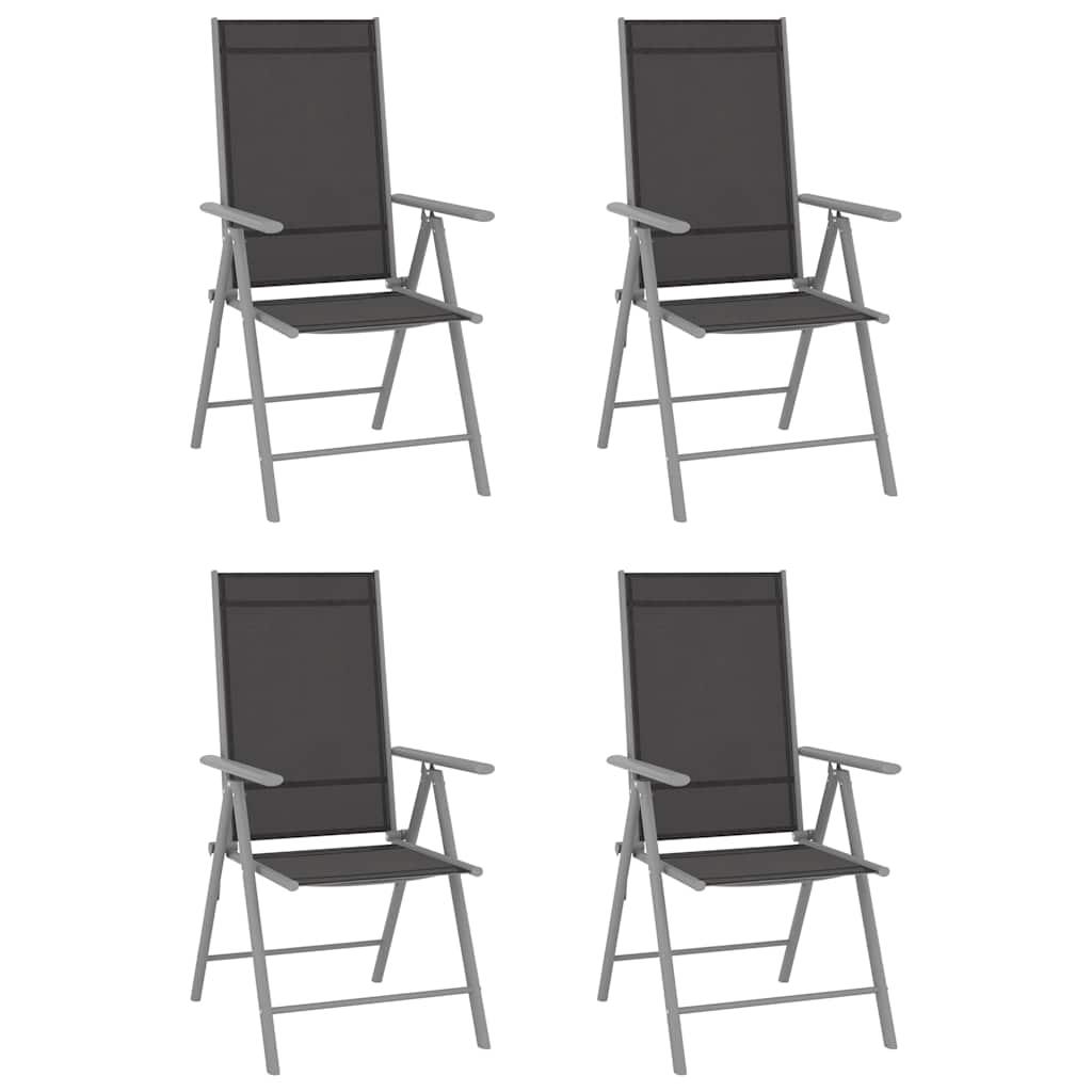 Set de comedor para jardín 5 piezas aluminio plata y negro