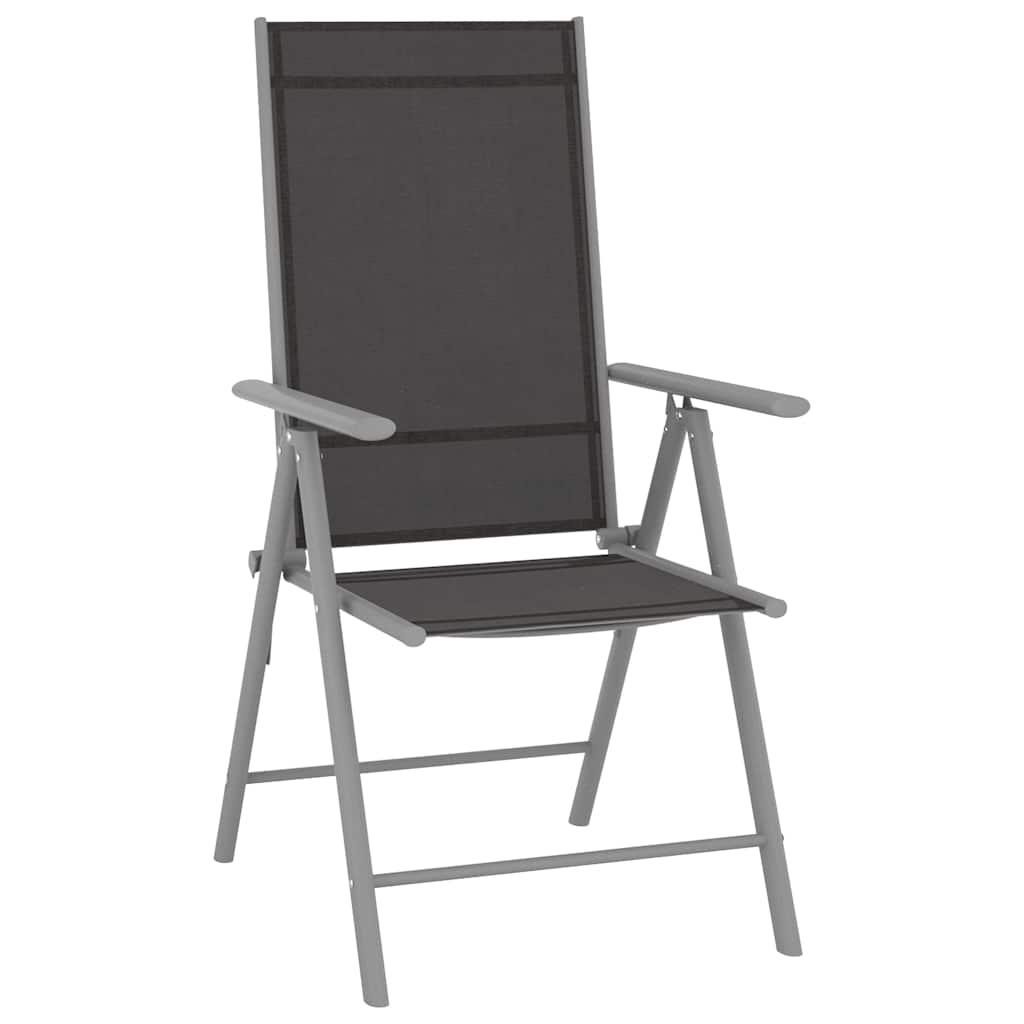 Set de comedor para jardín 5 piezas aluminio plata y negro