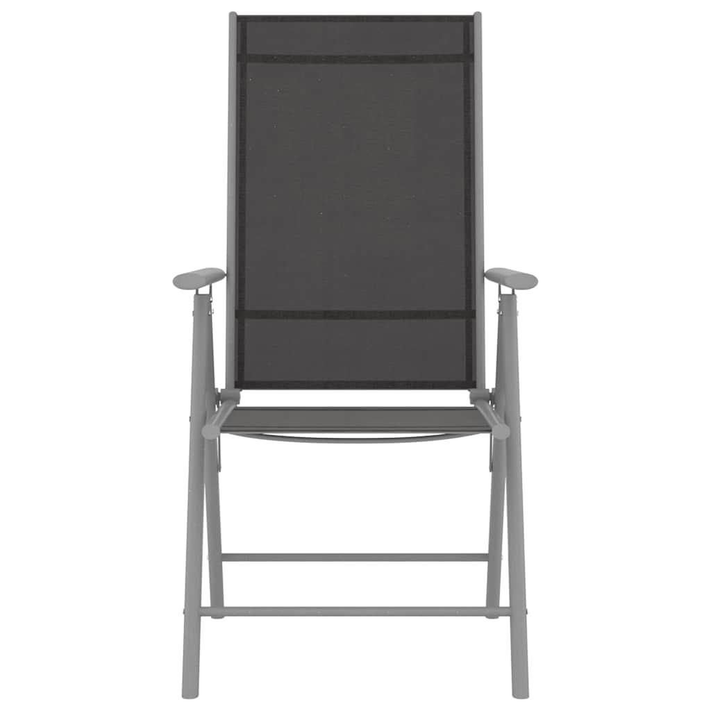 Set de comedor para jardín 5 piezas aluminio plata y negro
