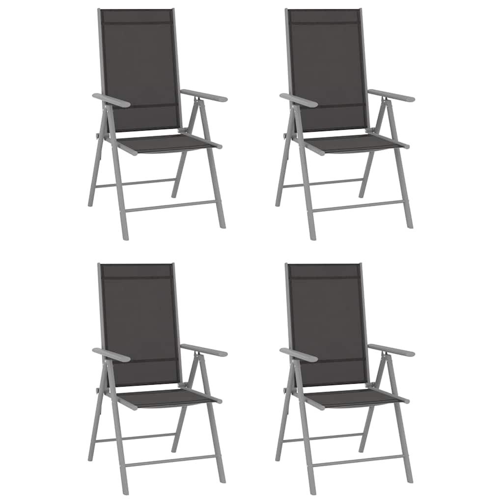 Set de comedor para jardín 5 piezas aluminio y textilene plata