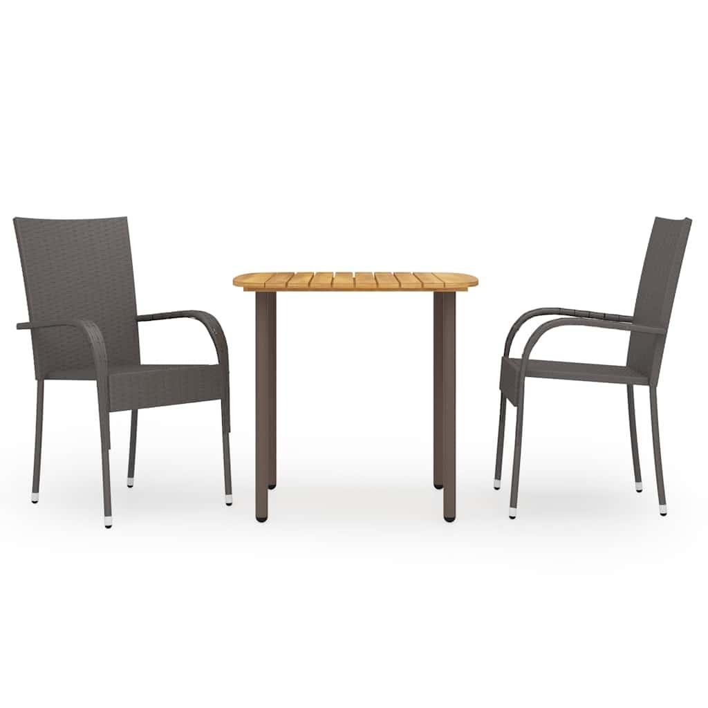 Set de comedor de jardín 3 pzas ratán sintético