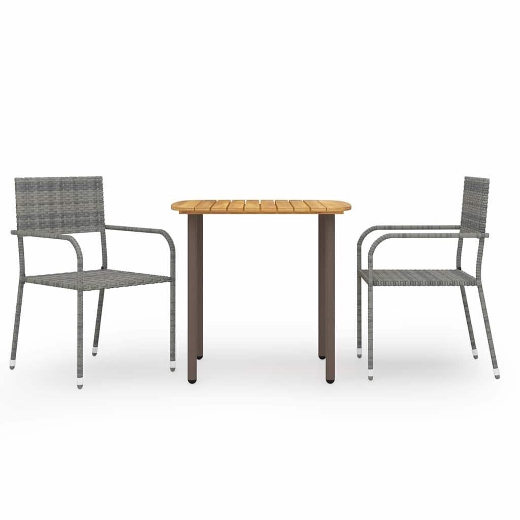 Juego de comedor de jardín 3 pzas ratán sintético negro