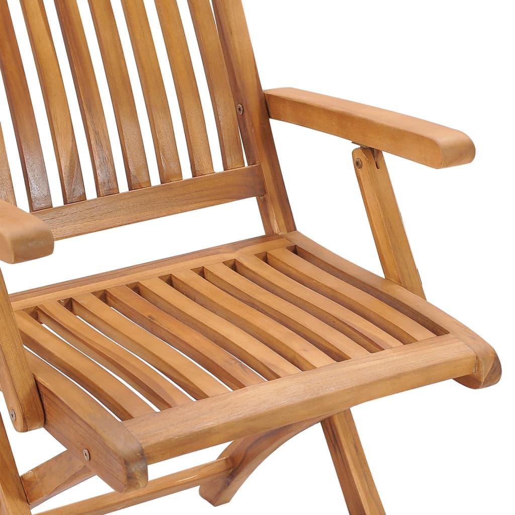 Sillas plegables con cojines color antracita, 6 unidades, madera maciza de teca