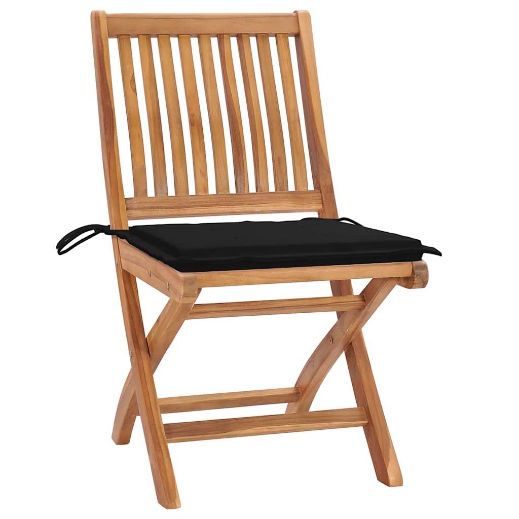 Sillas plegables con cojines color antracita, 6 unidades, madera maciza de teca