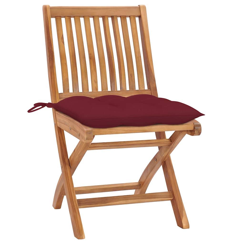 Sillas plegables con cojines color antracita, 6 unidades, madera maciza de teca