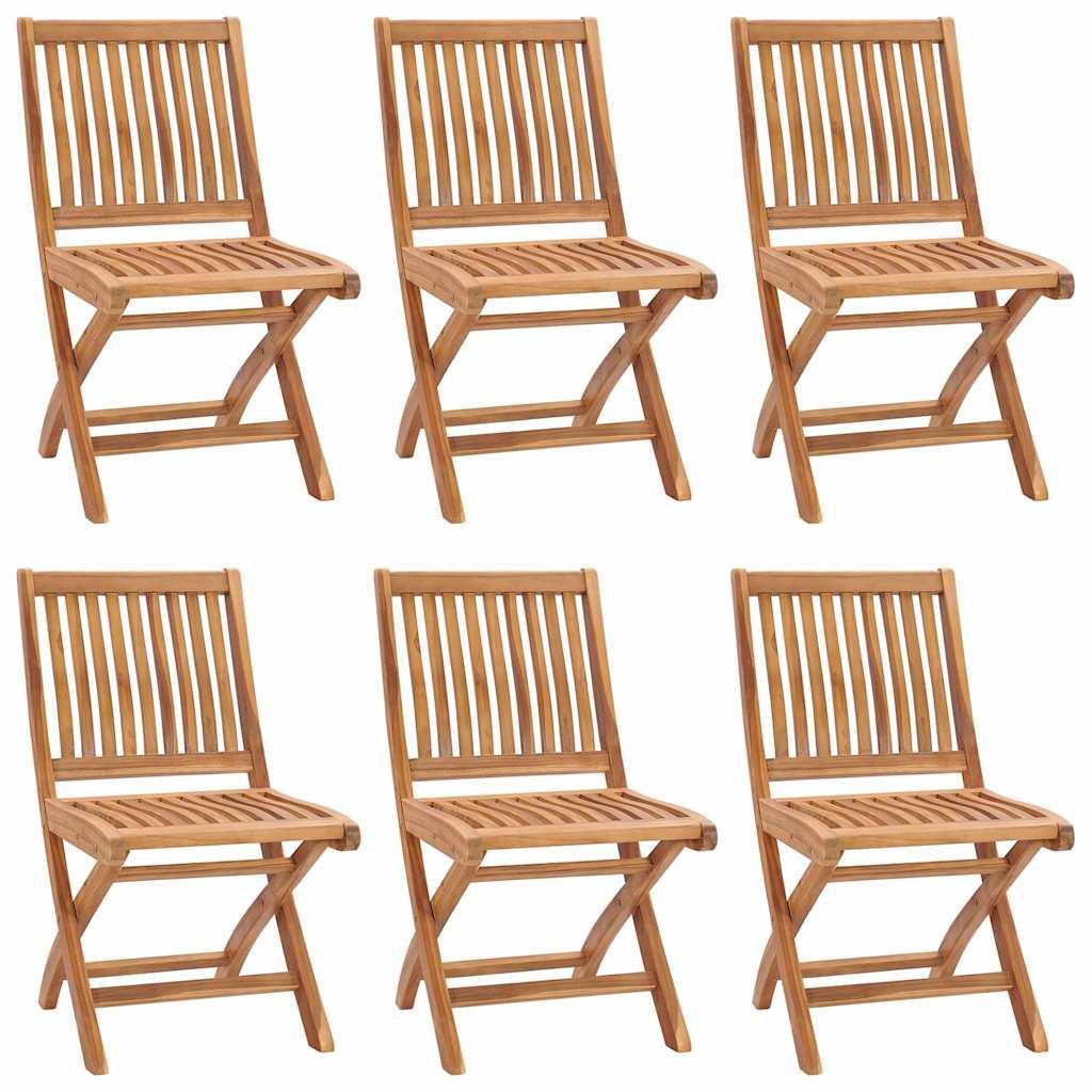 Sillas plegables con cojines color antracita, 6 unidades, madera maciza de teca