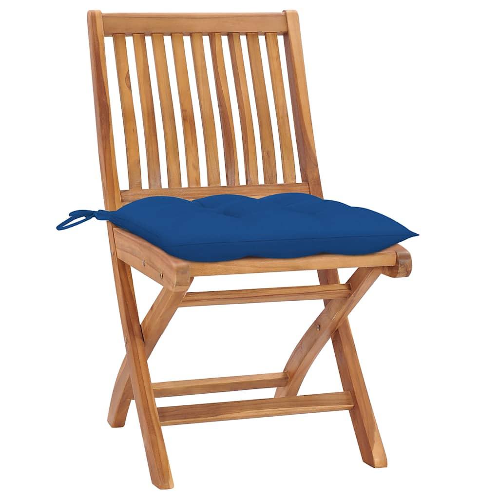 Sillas plegables con cojines color antracita, 6 unidades, madera maciza de teca
