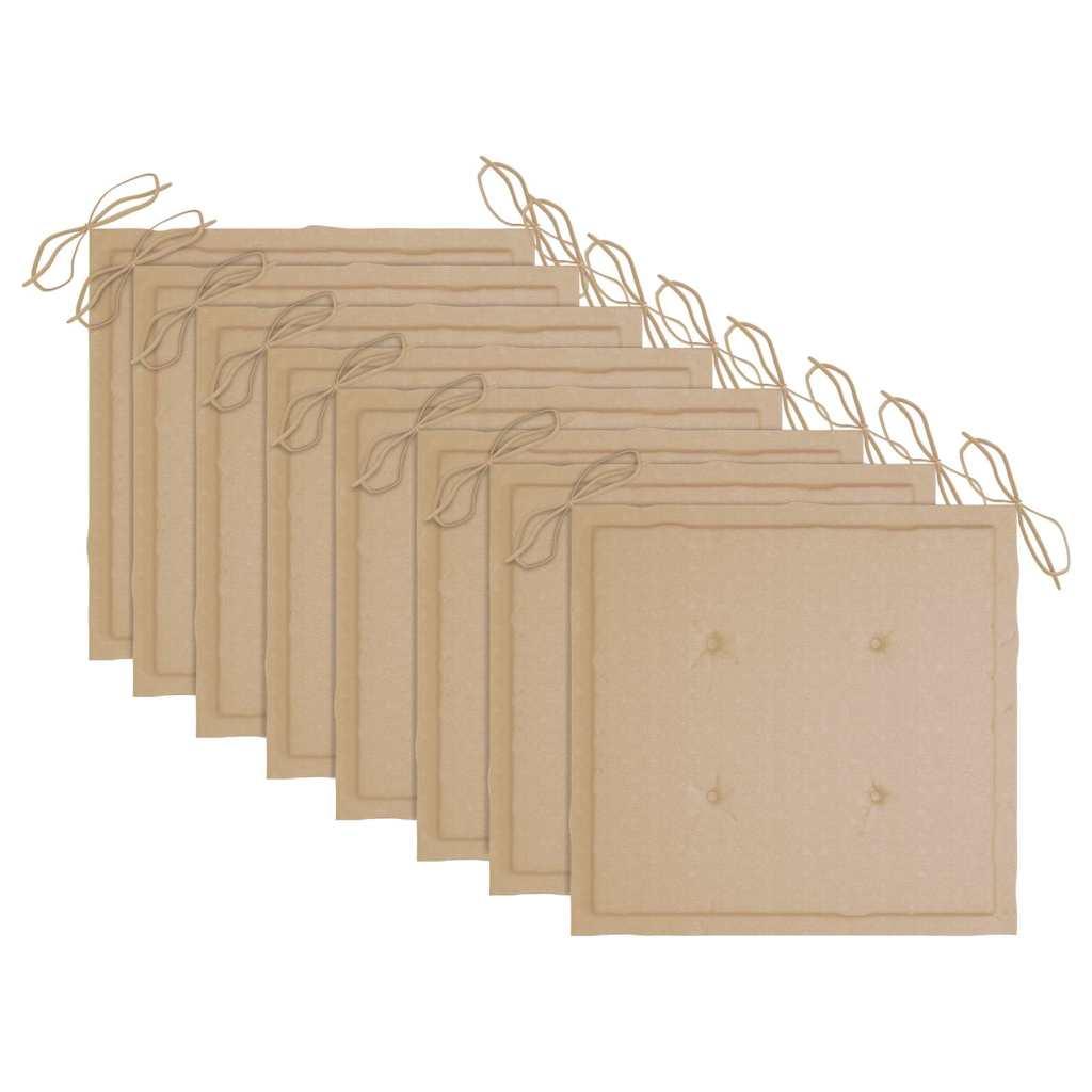 Sillas plegables 8 unidades teca maciza con cojines beige
