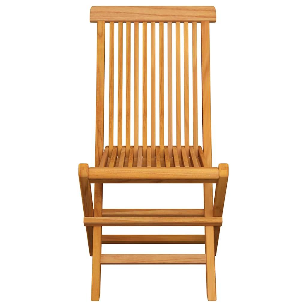 Sillas plegables con cojines verdes, 8 unidades, madera maciza de teca