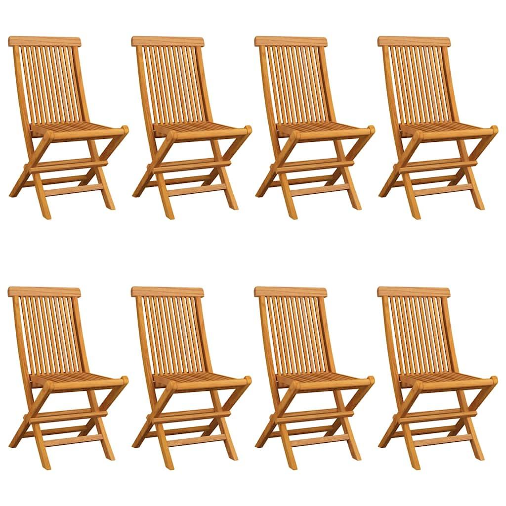 Sillas plegables 8 uds madera de teca con cojines rojo tinto