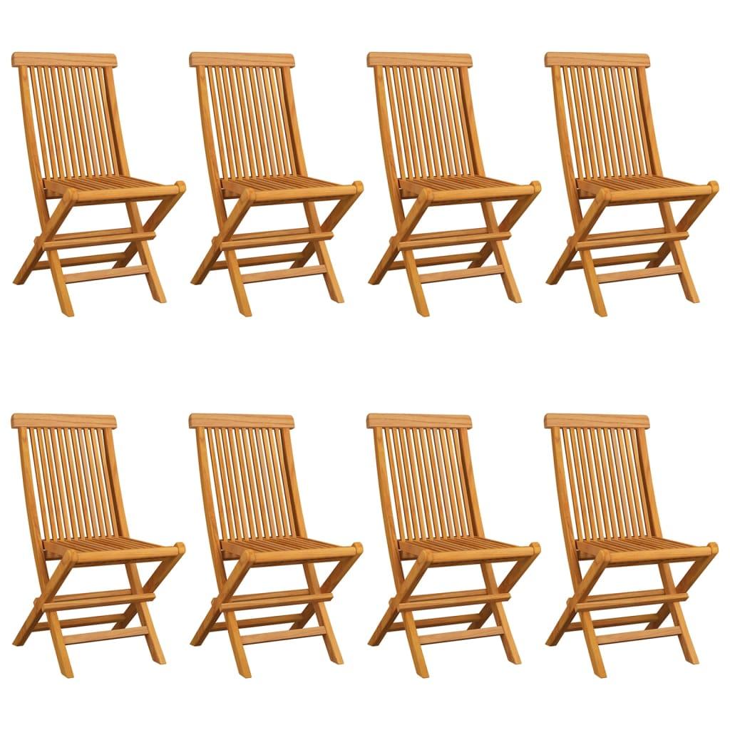 Sillas plegables con cojines rojo vino, 8 unidades, madera maciza de teca