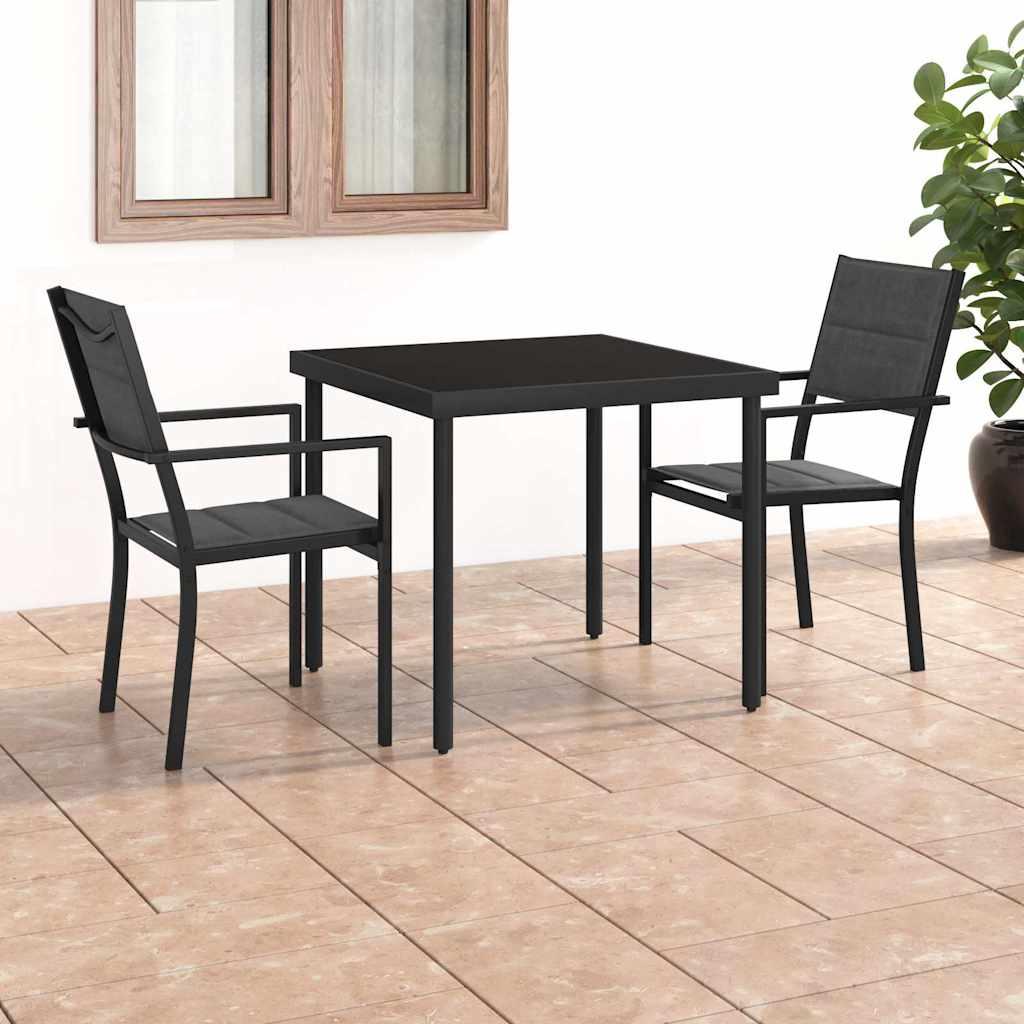 Juego de comedor de jardín 3 piezas acero gris antracita