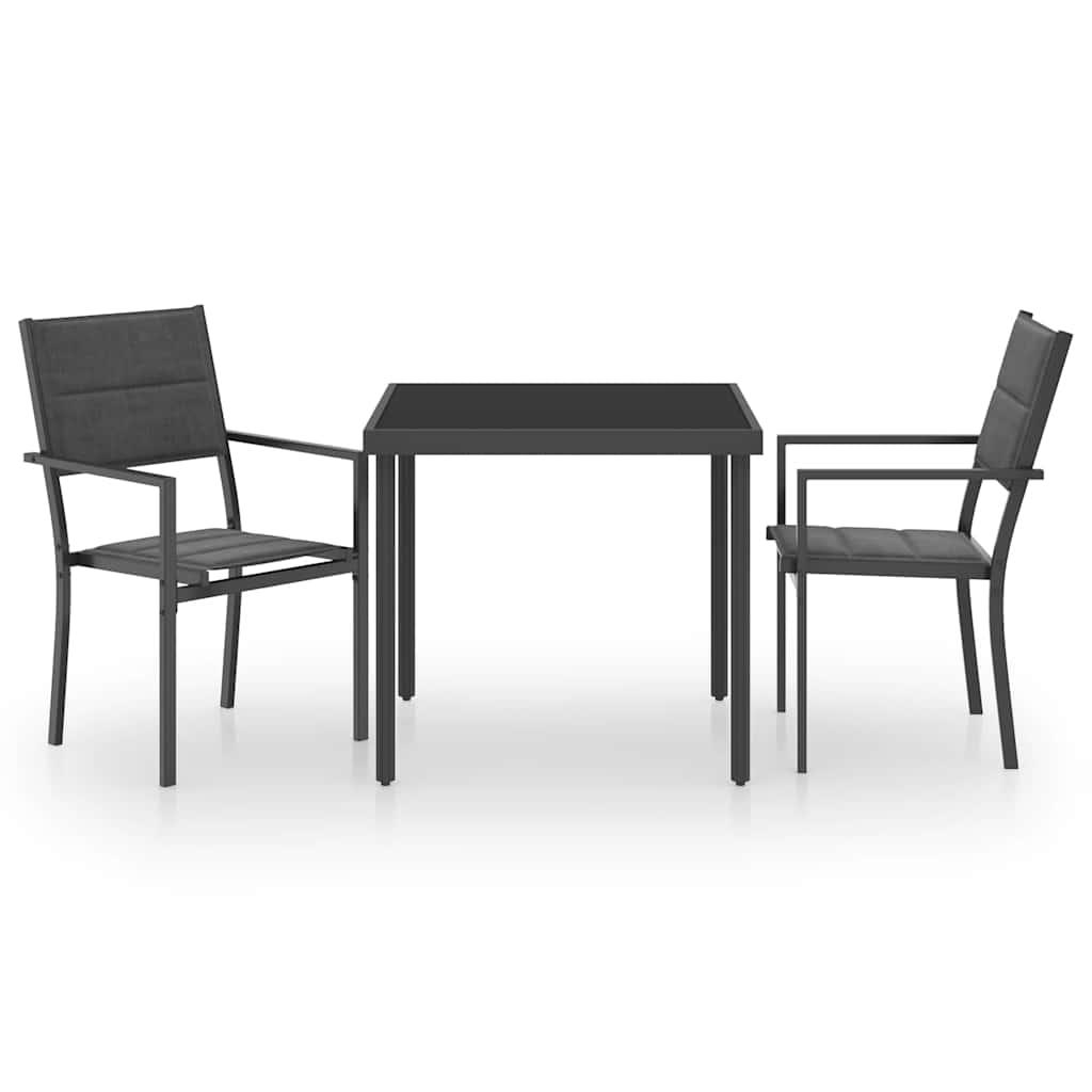 Juego de comedor de jardín 3 piezas acero gris antracita