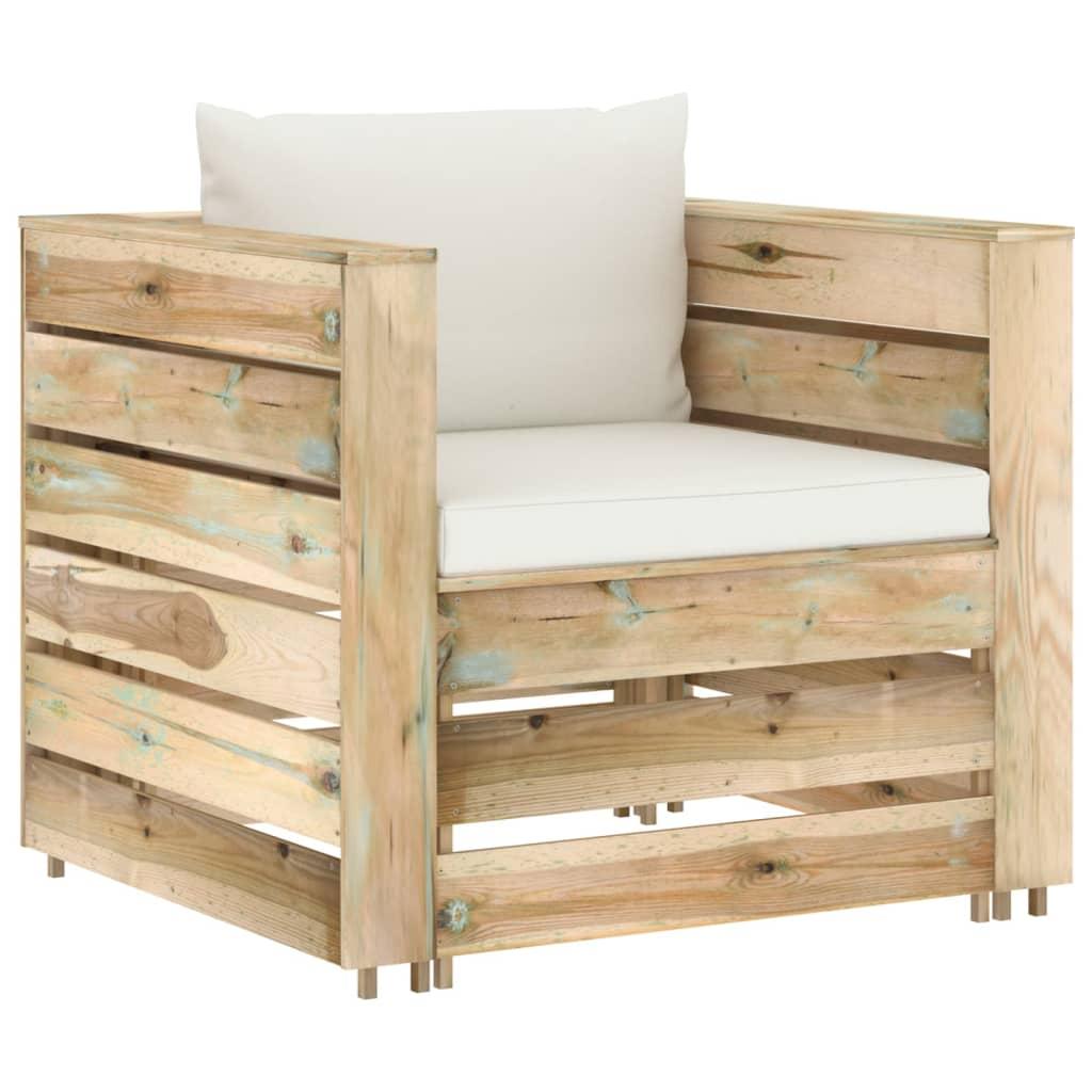 Muebles de jardín 2 pzas con cojines madera impregnada verde