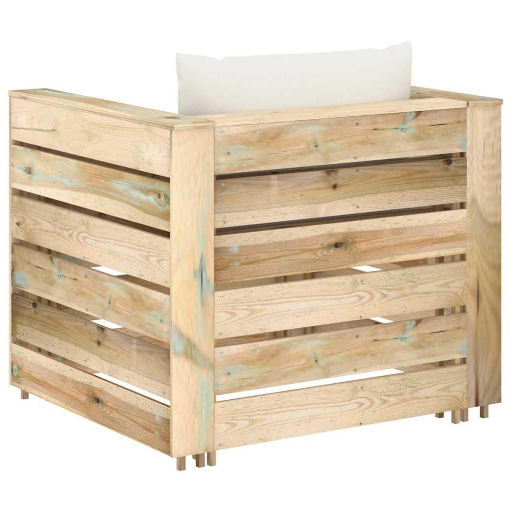 Muebles de jardín 2 pzas con cojines madera impregnada verde