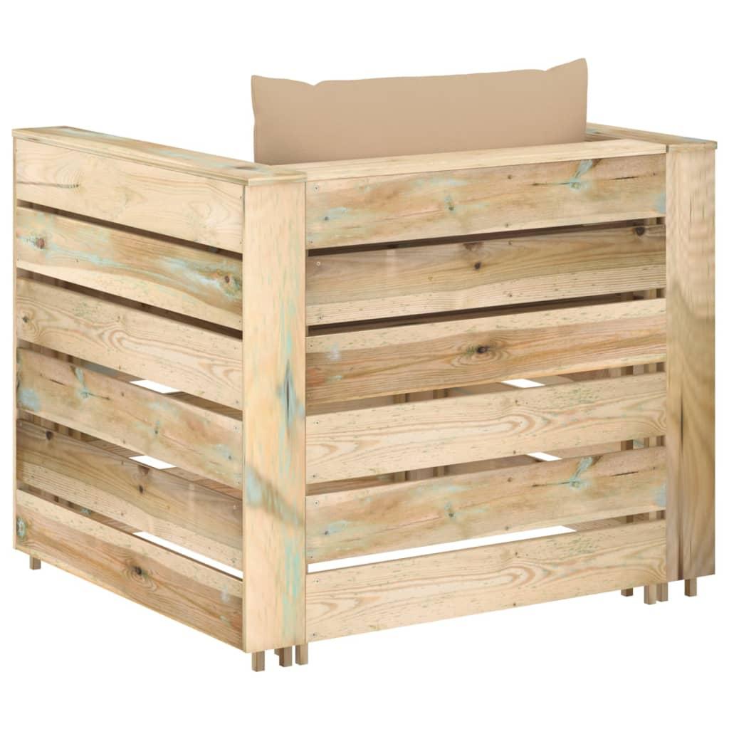 Muebles de jardín 2 pzas con cojines madera impregnada verde