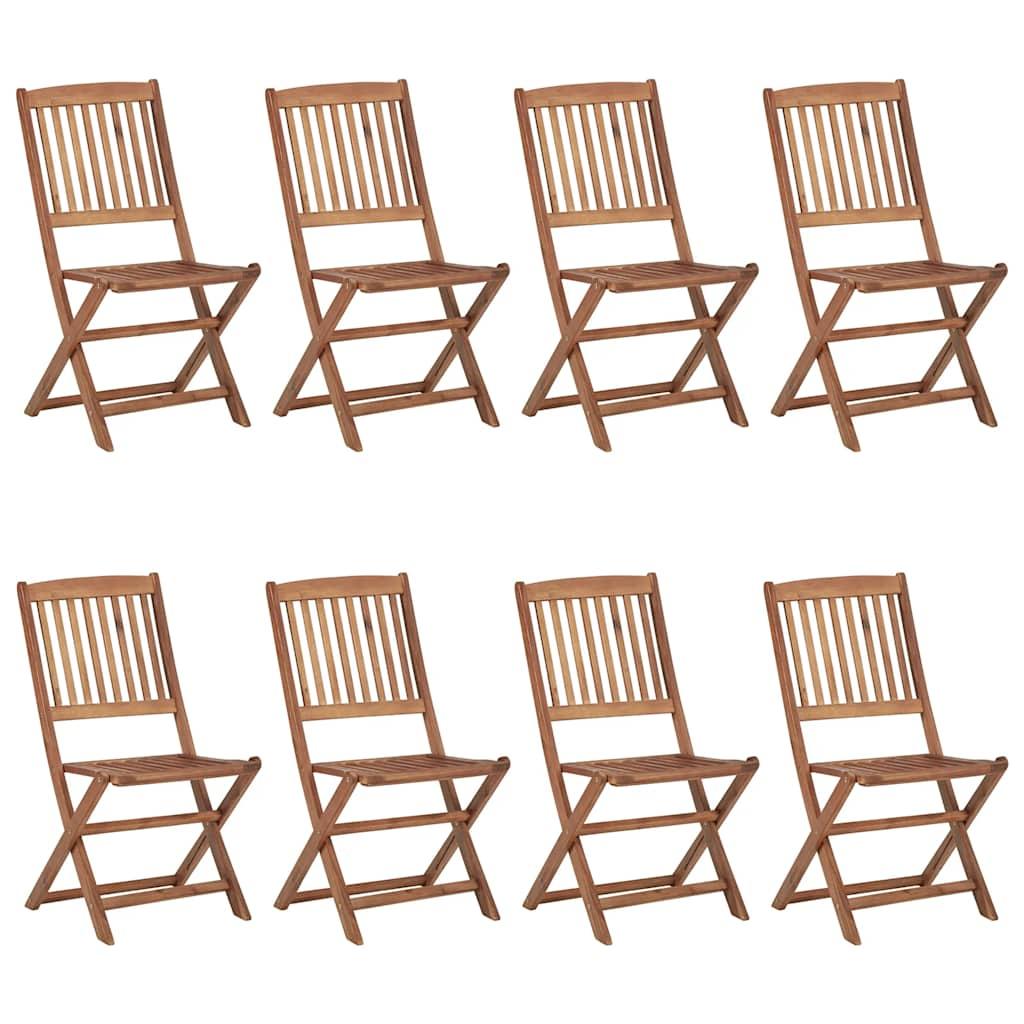 Sillas plegables, 8 unidades, 54,5 x 61,5 x 86,5 cm, madera maciza de acacia