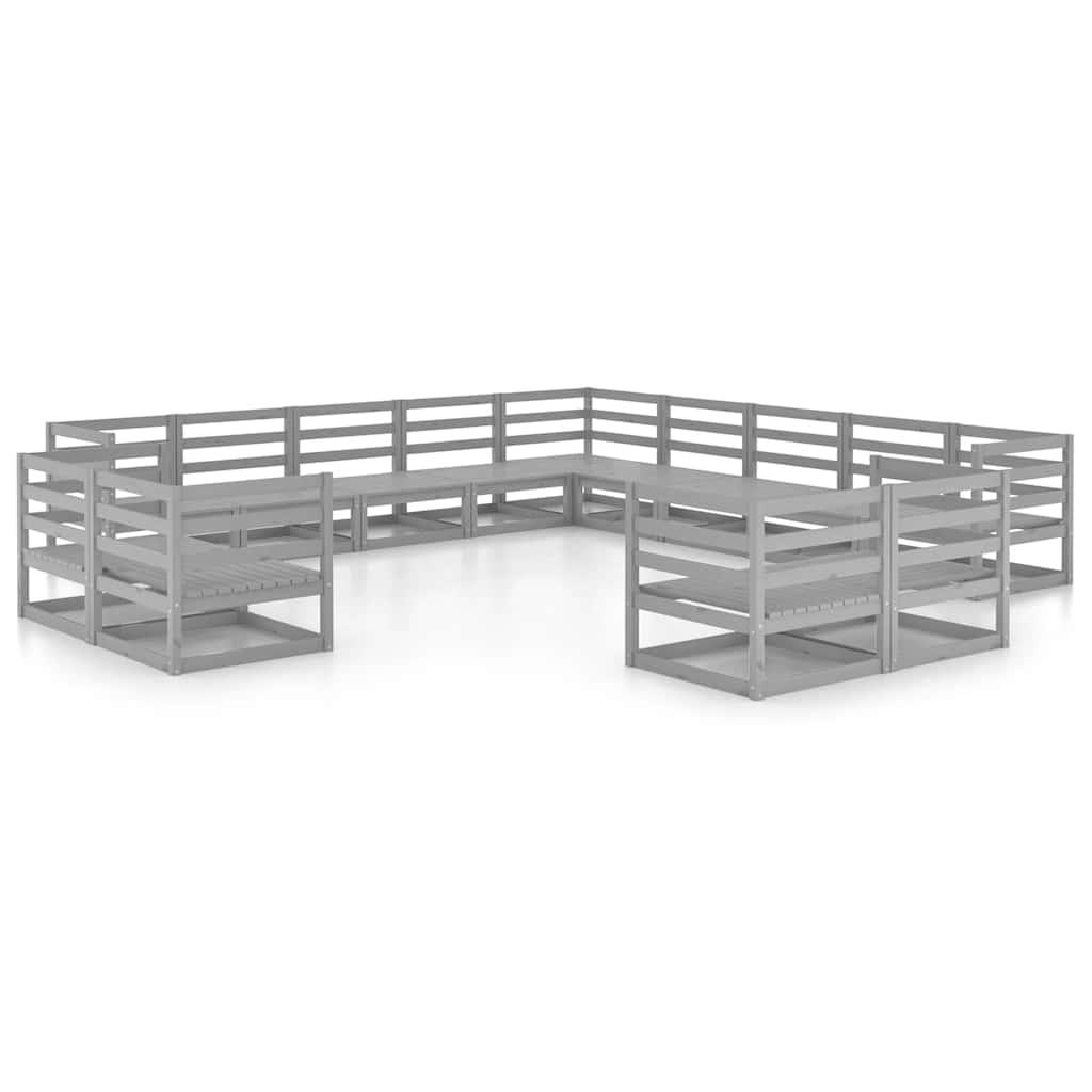 Juego de muebles de jardín 13 piezas madera maciza pino blanco