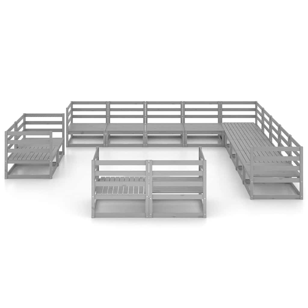 Juego de muebles de jardín 13 piezas madera maciza pino blanco