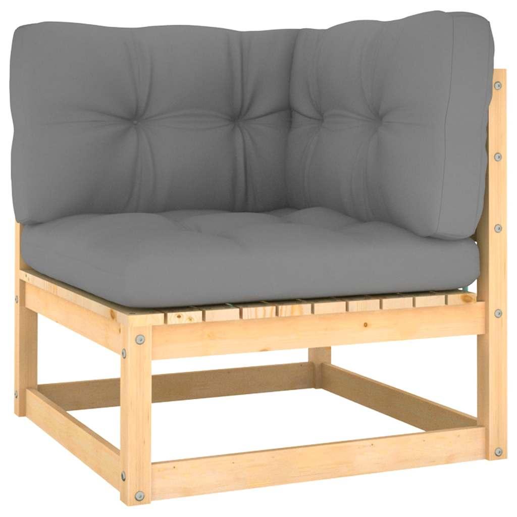 Juego de muebles de jardín 8 pzas y cojines madera pino maciza