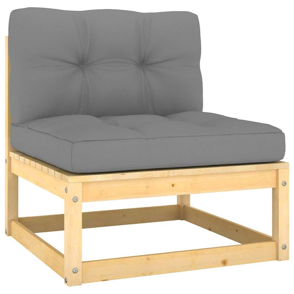 Juego de muebles de jardín 8 pzas y cojines madera pino maciza